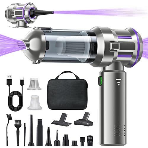 RABIGALA Handstaubsauger Akku 4-in-1,25000PA Handstaubsauger Kabellos,Autostaubsauger Akku, Elektrische Staubgebläse Druckluftspray 220000 U/min 3-Gang Staubgebläse für Computer, Küche, Sofa, Büro von RABIGALA