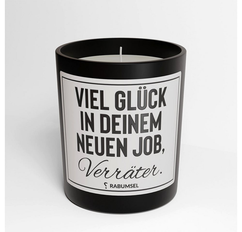 RABUMSEL Duftkerze Viel Glück in deinem neuen Job, Verräter - Duftkerze, Duftkerze mit Spruch, Duftkerze im Glas von RABUMSEL