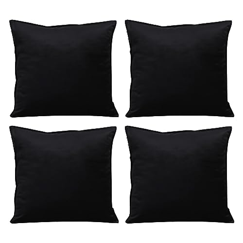 RACE LEAF 4PCS Velvet Cushion Covers 40cm x 40cm/Square Luxurious Throw Pillowcases for Sofa Bedroom with Invisible Zipper 16x16 Inch Sets of 4black von RACE LEAF