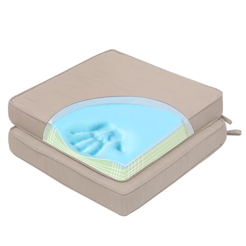RACE LEAF Sitzkissen aus Memory-Schaum, Stuhlkissen, 43 x 40 x 6,5 cm, wasserdicht, dick, für drinnen und draußen, 2er-Set mit waschbarem Bezug, verstellbaren Trägern, versteckter Reißverschluss von RACE LEAF