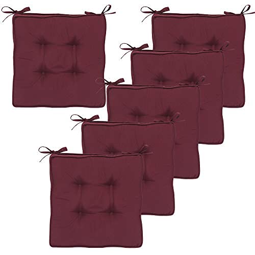 RACE LEAF Stuhlsitzkissen, 40×40×5 cm Stuhlkissen-Set, Gartenstuhlkissen für den Innen- und Außenbereich, geeignet für Wohnzimmer, Innenhöfe, etc. (quadratisches 6er-Pack, Rot) von RACE LEAF