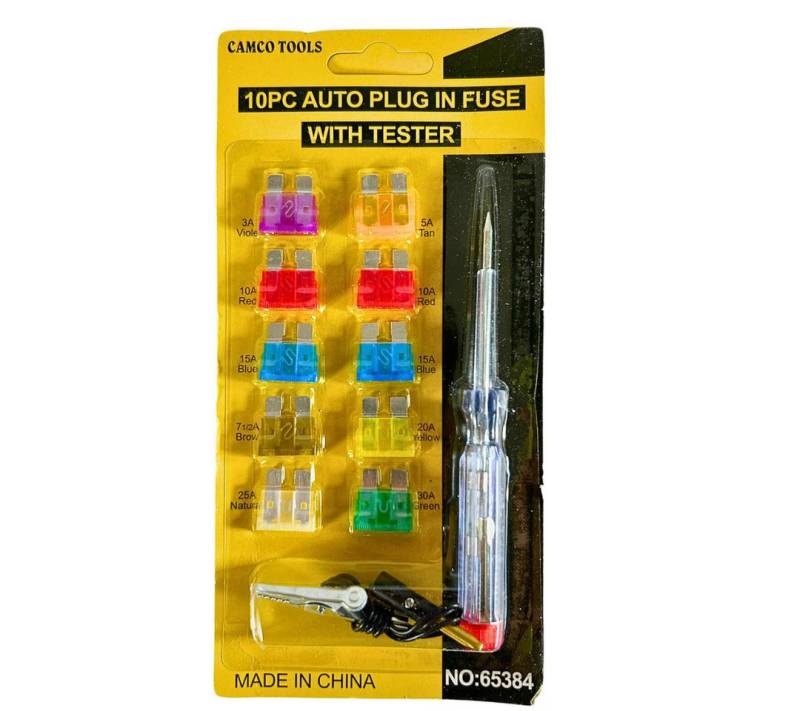 RACEL Kfz-Sicherungshalter KFZ Mini Flachsicherungen 10x Set mit Prüflampe Sicherungstester Auto, (Set, 1-St), Mit Prüflampe & Set von RACEL