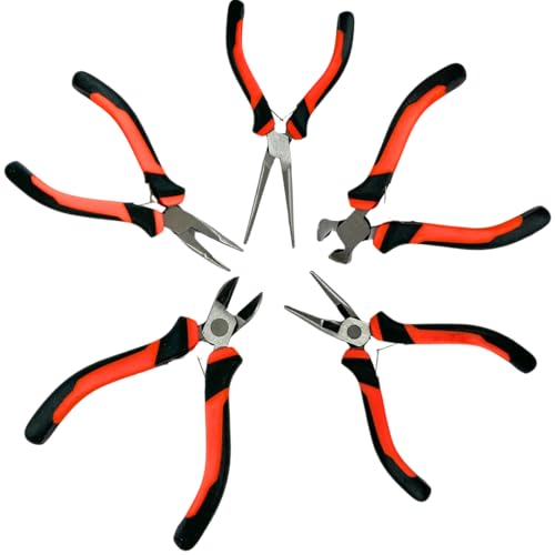 Zangen Set 5-teilig im Etui – Mini Zangen mit Seitenschneider, Spitzzange, Biegezange, Flachrundzange & Vorschneider – Präzisionszangen für Elektronik, Schmuck & Handwerk von RACEL