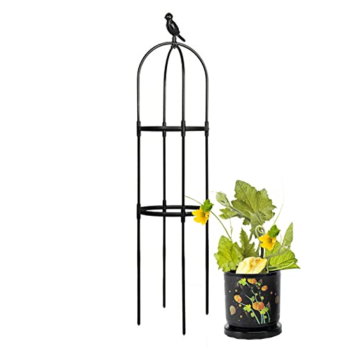 RADAAB Garten Obelisk Rankhilfe für Kletterpflanzen，150 x 29 cm hoch, Kletterhilfe Pflanzenstützen Rankkäfige, freistehend, Rosenturm, schwarz (Size : 11.4"/29cm Dia x71/180cm H) von RADAAB