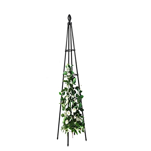 RADAAB Rankhilfe Obelisk,Pyramide Höhe: 90-180 cm，Tomato Tower，freistehende Ranksäule für Garten,Rosen,Tomaten, Rankobelisk, wetterfest, Metall, Deko，schwarz (Size : 59"/150cm H) von RADAAB