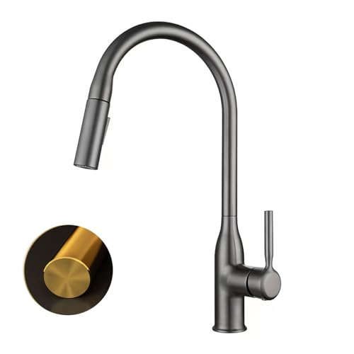 RADAAB Wasserhahn Küche Ausziehbar 360° Drehung Wasserhahn Küchenarmatur mit Brause Ausziehbar Kalt und Heißt Wasser, Mischbatterie Niederdruck Küche für Untertischboiler (Color : Gray) von RADAAB