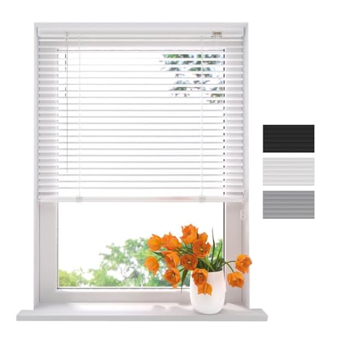 Radeco® Aluminium Jalousie 80 x 175 cm weiß 25mm lamellen, Größen von 40 bis 220 Breite, Fenster jalousien innen, lamellenrollo, Jalousie Aluminium, Jalousie 80 cm breit von RADECO