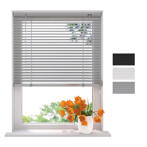 Radeco® Aluminium Jalousie 220 x 175 cm Silber 25mm lamellen, Größen von 40 bis 220 Breite, Fenster jalousien innen, lamellenrollo, Jalousie Aluminium, Jalousie 220 cm breit von RADECO