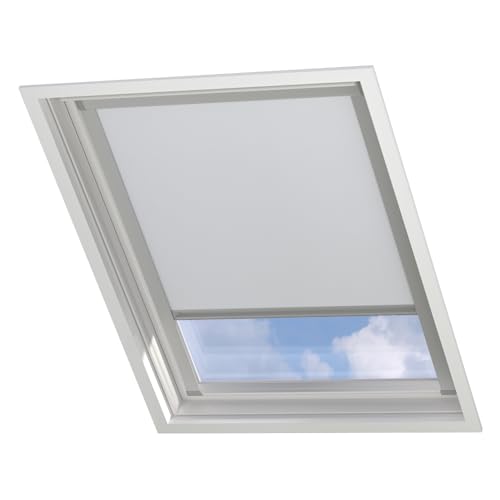 Radeco® Dachfenster verdunkelungsrollo für Velux MK08 weiß mit Führungsschiene, Rollo für dachfenster, velux dachfenster Rollo, velux verdunkelungsrollo, verdunkelungsrollo dachfenster von RADECO