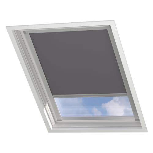 Radeco® Dachfenster verdunkelungsrollo für Velux SK01 hellgrau mit Führungsschiene, Rollo für dachfenster, velux dachfenster Rollo, velux verdunkelungsrollo, verdunkelungsrollo dachfenster von RADECO