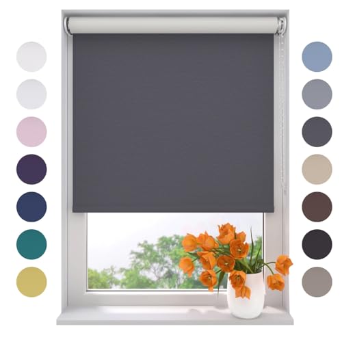 Radeco® Verdunkelungsrollo 100 x 190 cm grau, Größen von 40 bis 240 Breite, ohne Bohren möglich, Rollo wandmontage, Rollo 100 cm breit, Fenster rollos für innen, rollos für Fenster von Raamdecoratie.com