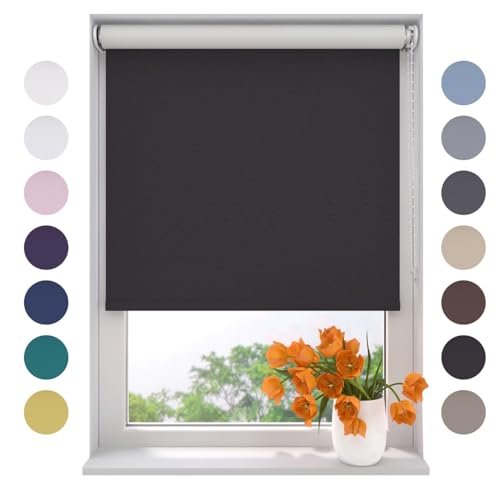 Radeco® Verdunkelungsrollo 110 x 190 cm schwarz, Größen von 40 bis 240 Breite, ohne Bohren möglich, Rollo wandmontage, Rollo 110 cm breit, Fenster rollos für innen, rollos für Fenster von Raamdecoratie.com