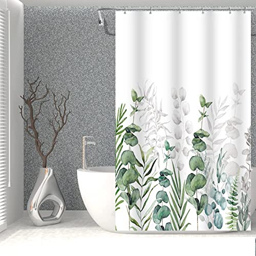 RADEMA Duschvorhang 120x200cm Eukalyptus Duschvorhang Antischimmel Wasserdicht Florale Themen Shower Curtains Geeignet für Badezimmer Badewanne mit 8 Kunststoffhaken von RADEMA