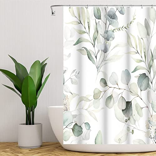 RADEMA Duschvorhang 120x200cm Eukalyptus-blätter Duschvorhang Antischimmel Wasserdicht Pflanzen Shower Curtains Geeignet für Badezimmer Badewanne mit 8 Kunststoffhaken von RADEMA