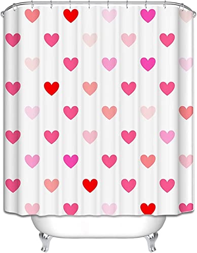 RADEMA Duschvorhang 120x200cm Liebe Herzen Duschvorhang Antischimmel Wasserdicht Themen für Verliebte Shower Curtains Geeignet für Badezimmer Badewanne mit 8 Kunststoffhaken von RADEMA