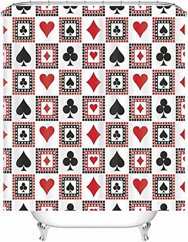 RADEMA Duschvorhang 120x200cm Poker Duschvorhang Antischimmel Wasserdicht Unterhaltung Shower Curtains Geeignet für Badezimmer Badewanne mit 8 Kunststoffhaken von RADEMA