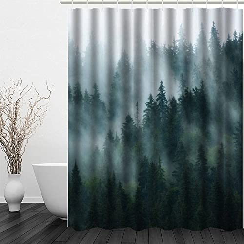 RADEMA Duschvorhang 120x200cm Wald Tanne Duschvorhang Antischimmel Wasserdicht Natürliche Landschaften Shower Curtains Geeignet für Badezimmer Badewanne mit 8 Kunststoffhaken von RADEMA