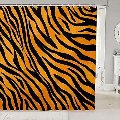 RADEMA Duschvorhang 200x200cm Tiger-Streifen Duschvorhang Antischimmel Wasserdicht Mode Shower Curtains Geeignet für Badezimmer Badewanne mit 12 Kunststoffhaken von RADEMA