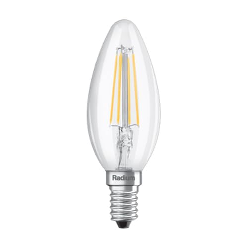 Radium LED Filament Kerzenform ESSENCE CANDLE C40 827/C, E14, 4.2W 2700K 470lm 330°, schaltbar, klar Radium LED Filament Kerzenform ESSENCE CANDLE C40 827/C, E14, 4.2W 2700K 470lm 330°, schaltbar, klar von RADIUM