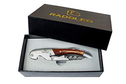 RADOLEO® Kellnermesser PADAUK - Premium Korkenzieher | Profi Sommeliermesser (Weinöffner) hochwertige Edelstahl & Holz-Materialien | edle Geschenk-Verpackung… von RADOLEO