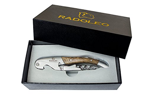 RADOLEO® Kellnermesser - Premium Korkenzieher | Profi Sommeliermesser (Weinöffner) hochwertige Edelstahl & Holz-Materialien | edle Geschenk-Verpackung (GMELIA)… von RADOLEO