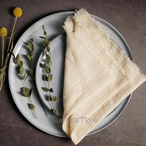 12PCS Servietten Baumwolle Gaze 41cm Serviette Musselin Geschirrtücher Abendessen Retro Gaze Hochzeit Party Rustikale Tisch Dekoration von RAEF