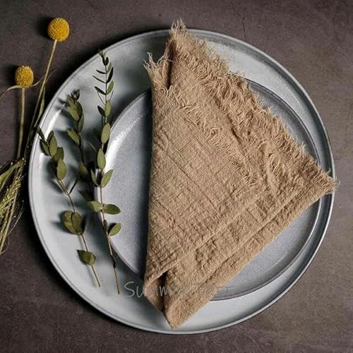 12PCS Servietten Baumwolle Gaze 41cm Serviette Musselin Geschirrtücher Abendessen Retro Gaze Hochzeit Party Rustikale Tisch Dekoration von RAEF