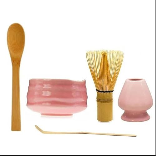 RAEF Japanische Keramik glänzend rosa Matcha-Schüssel Macha-Tee-Schneebesen Chawan Chasen-Halter Schaufelsieb Tasse Zeremonie Geschenkset Geburtstagsgeschenke von RAEF