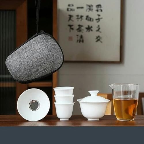 RAEF Porzellanservice Gaiwan Teetassen Tasse Teezeremonie Teekanne Chinesisches tragbares Kung-Fu-Reiseteeset Keramik-Teetasse mit Filter von RAEF