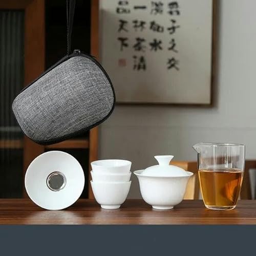 RAEF Porzellanservice Gaiwan Teetassen Tasse Teezeremonie Teekanne Chinesisches tragbares Kung-Fu-Reiseteeset Keramik-Teetasse mit Filter von RAEF