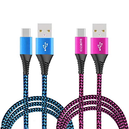 RAEWSTCO 2 Packungen USB-Typ-C-Kabel 3A / 5A Ultraschnelles Laden USB-C-Ladekabel aus Nylon Aluminiumgehäuse spezielles Design zur Unterstützung der Zugentlastung (2M+3M) von RAEWSTCO