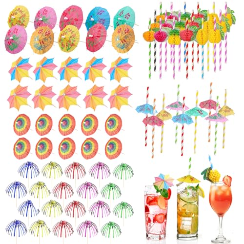 RAFIYU Cocktail Deko, 90 Pcs Cocktail Zubehör mit Cocktail Schirmchen, Papier Strohhalme, Feuerwerk Sticks, Wiederverwendbar Cocktail Party Dekorationen für Hochzeitsfeier Bar Getränke Kuchen Deko RAFIYU Cocktail Deko, 90 Pcs Cocktail Zubehör mit Cocktail Schirmchen, Papier Strohhalme, Feuerwerk Sticks, Wiederverwendbar Cocktail Party Dekorationen für Hochzeitsfeier Bar Getränke Kuchen Deko von RAFIYU
