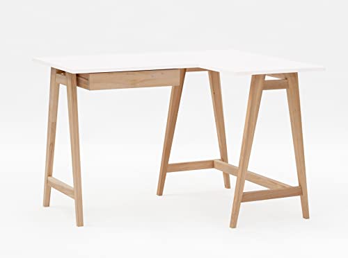 Eckschreibtisch Luka Tisch Mit L-Form Winkelschreibtisch Schreibtisch Bürotisch Ecktisch Arbeitstisch Studie Tisch Computertisch - 115 cm + 85 cm - Rechte Seite - Massivholz Esche - Weiss Eckschreibtisch Luka Tisch Mit L-Form Winkelschreibtisch Schreibtisch Bürotisch Ecktisch Arbeitstisch Studie Tisch Computertisch - 115 cm + 85 cm - Rechte Seite - Massivholz Esche - Weiss von RAGABA