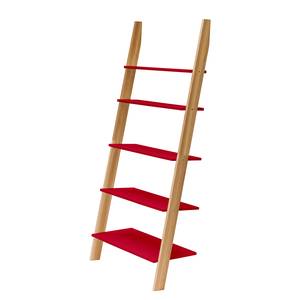 home24 Leiterregal Typ A Esche Massiv, lackiert MDF Mitteldichte Holzfaserplatte , lackiert Rot/Rot 85cm von home24