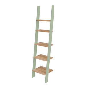 home24 Leiterregal Typ B Esche Massiv, lackiert MDF Mitteldichte Holzfaserplatte , lackiert Grün/Hellgrün 45 x 180 x 35cm von home24