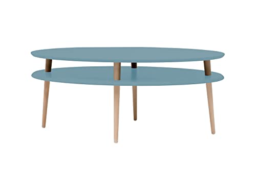 RAGABA OVO HIGH Couchtisch mit Ablageflache Breite 110cm x Tiefe 70cm, Einfach Montage, FSC Holz | Taubenblau von RAGABA