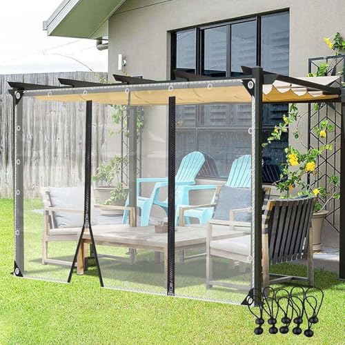 RAGGZZ Plane Durchsichtig mit Ösen und Reißverschluss Wasserdicht 0,35 mm Zelt Plane PVC Pavillon Vorhänge Regen Abdeckung für Gartenlaube, Balkon, Garten Möbel(L:3.6m H:2m) von RAGGZZ