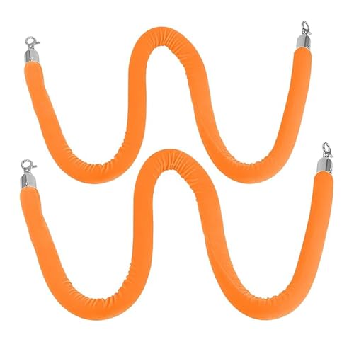 Crowd Control Seile, 2er-Pack Absperrseil aus Samt, orangefarbener Samt mit goldenen/silbernen Haken, 60–185 cm (2–6 Fuß)(Silver Hook,2ft/60cm) von RAGOPILEN