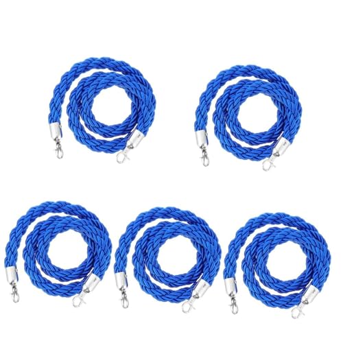 Crowd Control Seile, 5er-Pack Absperrseil aus Hanf zur Kontrolle von Menschenmengen mit Metallhaken, blau, mehrere Größen(5ft/155cm) von RAGOPILEN