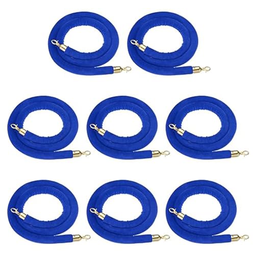 Crowd Control Seile, 8er-Pack blaue Absperrseile aus Samt mit mehrfarbigen Haken, 2 bis 6 Fuß(Gold Hook,6ft/185cm) von RAGOPILEN