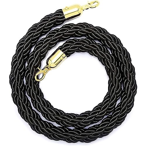 Crowd Control Seile, Absperrseil zur Kontrolle von Menschenmengen, geflochten, Hanf, goldene Haken, schwarz, mehrere Größen(4ft/1.2m) von RAGOPILEN