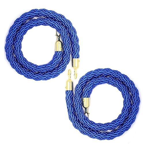 Crowd Control Seile, Absperrung aus geflochtenem Hanfseil mit goldenen Haken, blau, 2–10 Fuß, 2er-Pack(9ft/274cm) von RAGOPILEN