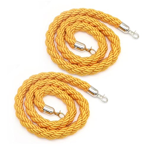 Crowd Control Seile, Hanfseil for Absperrung zur Kontrolle von Menschenmengen mit Haken, 2er-Pack, gelb, mehrere Größen(6ft/185cm) von RAGOPILEN