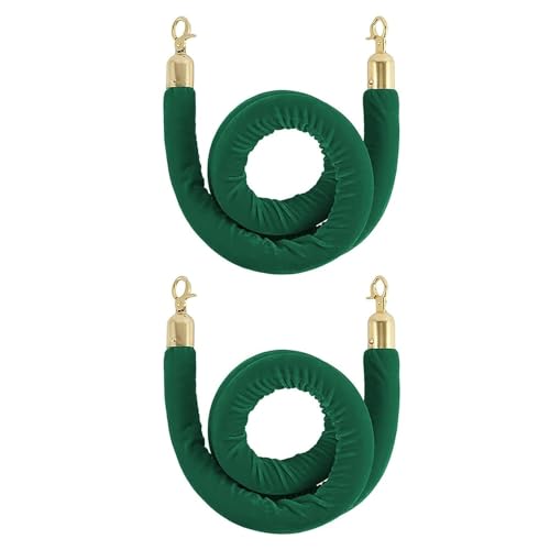 Crowd Control Seile, Samt-Absperrseil mit goldenen Haken, Grün, 60–185 cm, Packung mit 2/4/6 Stück(2 Pcs,4ft/120cm) von RAGOPILEN