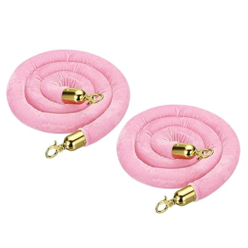 Crowd Control Seile, Samt-Stangen-Kontrollseil mit goldenen Haken, 2er-Pack, mehrfarbig(Pink Golden) von RAGOPILEN