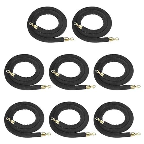 Crowd Control Seile, Samt-Stangenseil, 8er-Pack, mehrere Größen, goldener oder silberner Haken(Silver Hook,6ft/185cm) von RAGOPILEN