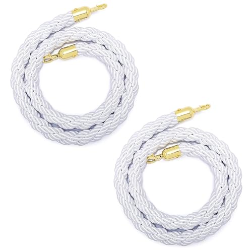 Crowd Control Seile, Warteschlangen-Absperrseil, 2er-Pack mit mehrfarbigen Haken, mehrere Größen (2–10 Fuß)(Gold Hook,8ft/245cm) von RAGOPILEN