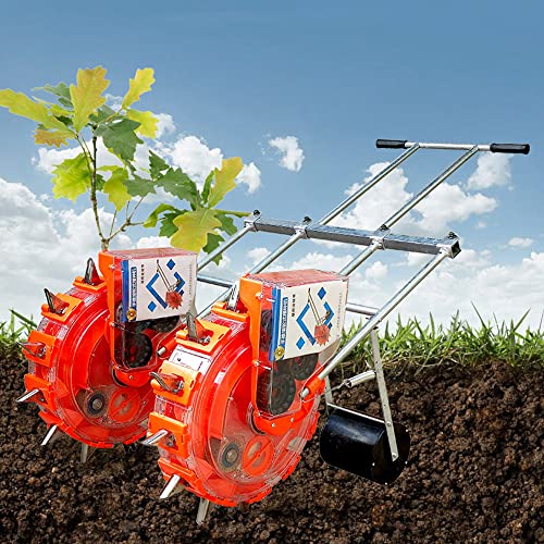 Garten-Sämaschine, Hand Push Garten Seeder Doppel Rad Trommel Seeder Dünger Streuer Rot 7 Mund von RAGOPILEN