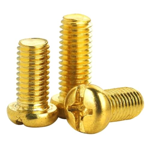 Halbrundkopf-Schrauben, Holzmaschinenschrauben, Messing, Kreuzschlitz, Linsenkopf, rund, 10 Stück, mehrere Größen(M2x6mm) von RAGOPILEN