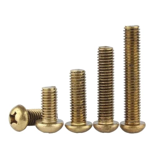 Halbrundkopf-Schrauben, Messing-Kreuzschlitz-Flachkopf-Maschinenschrauben M2-M6 x 4-45 mm, 20 Stück(M4x40) von RAGOPILEN